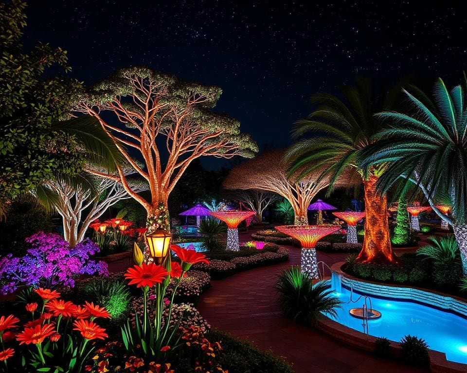 Bezoek een botanische tuin met een nachtelijk lichtspektakel