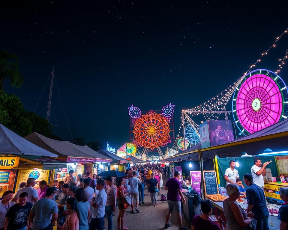 Bezoek een nachtmarkt met eten, kunst en livemuziek