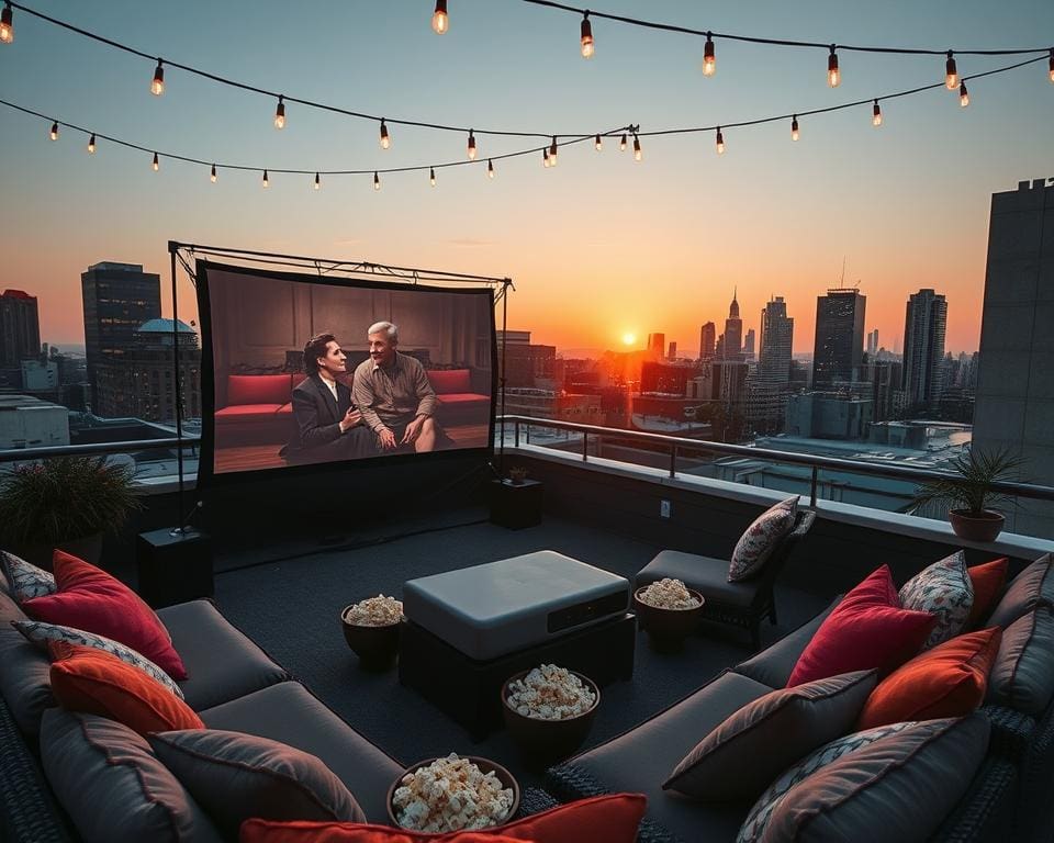 Ga naar een rooftop filmavond met popcorn en uitzicht