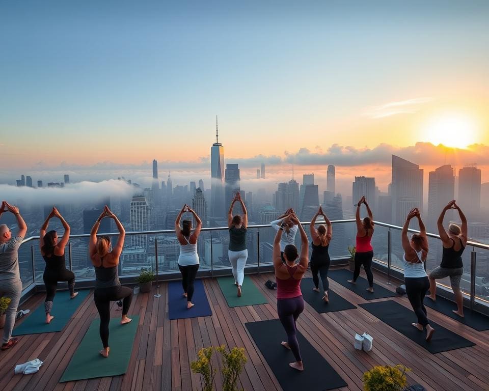 yoga op het dak