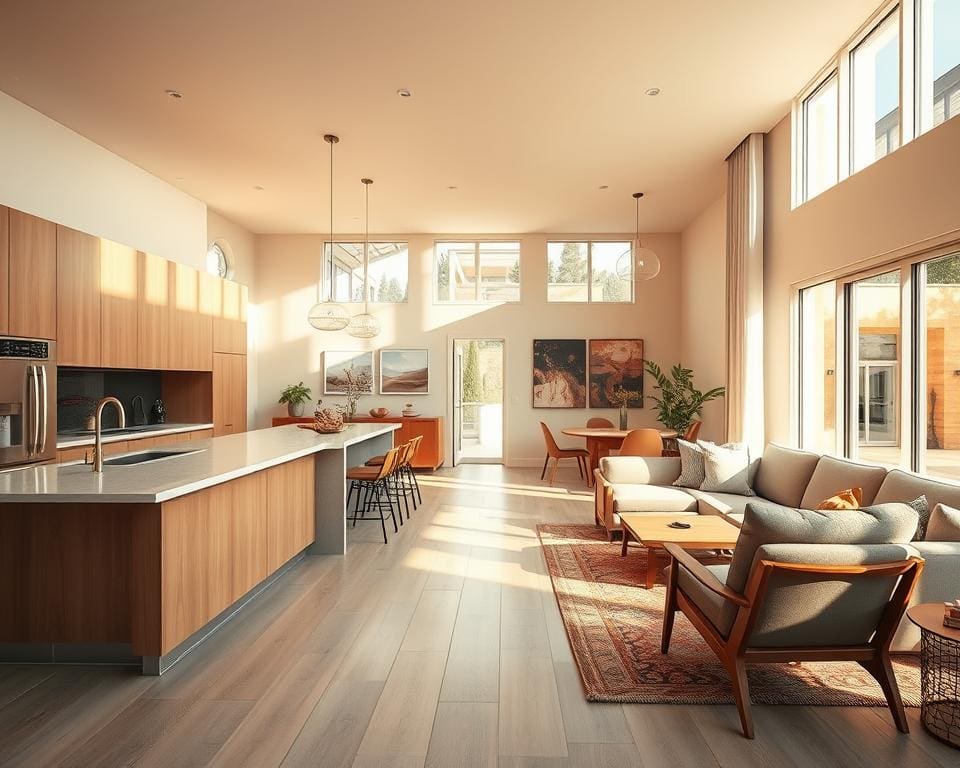 Een open keuken die naadloos aansluit op de woonkamer
