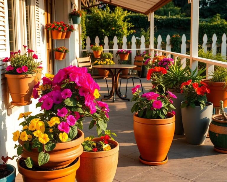 bloempotten terras